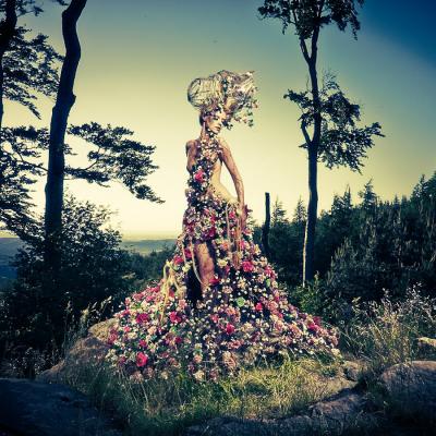 Birgit Moertl Bodyart Flowercostume Hair Christine Wegscheider Photo Andreas Hofer